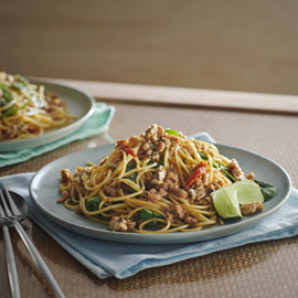 Soya Flakes in Chilli Pasta with Spinach