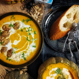 Mushroom Skull & Pumpkin Soup